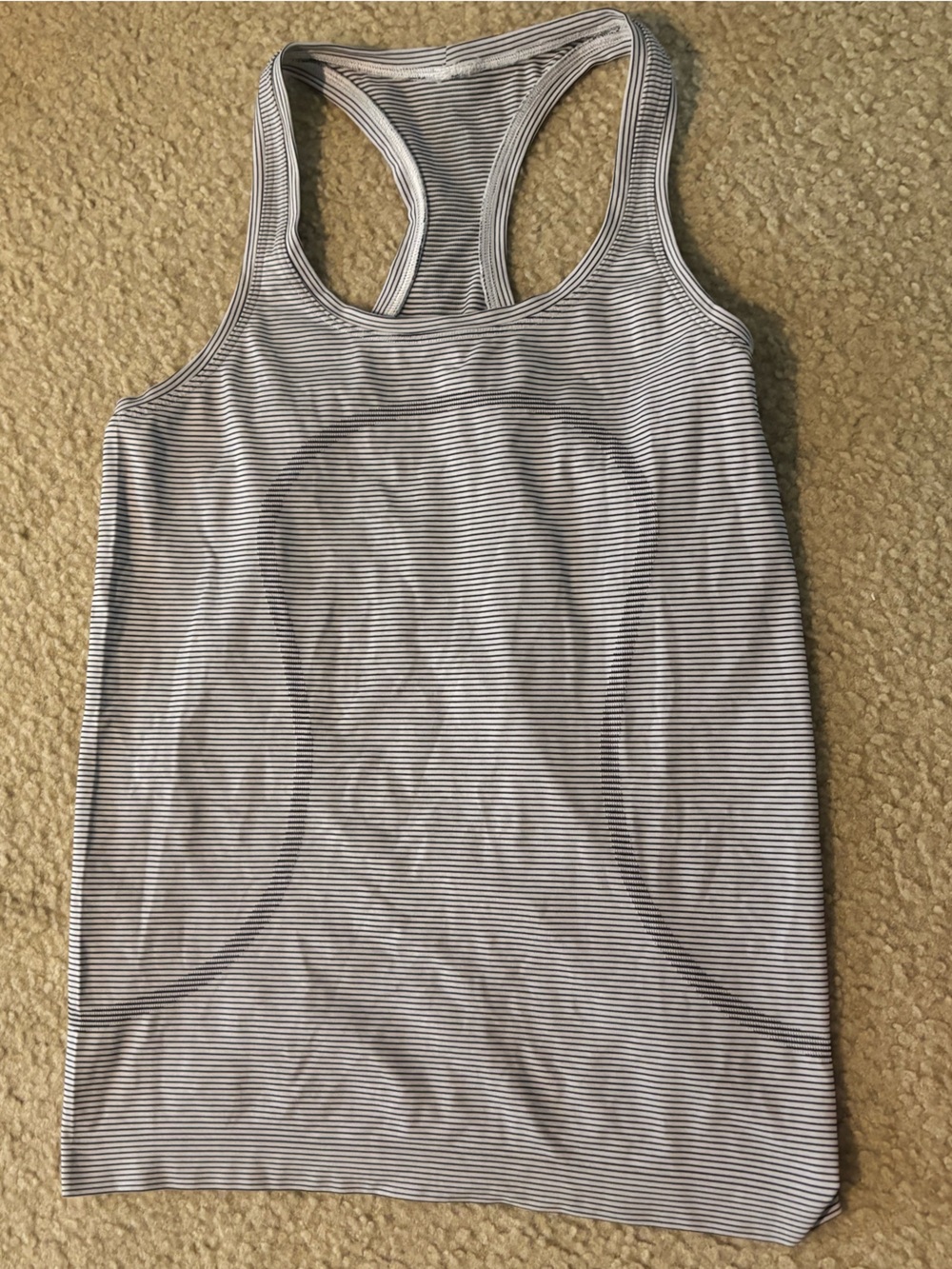 lululemon athletica White and Black Striped Racerback Tank